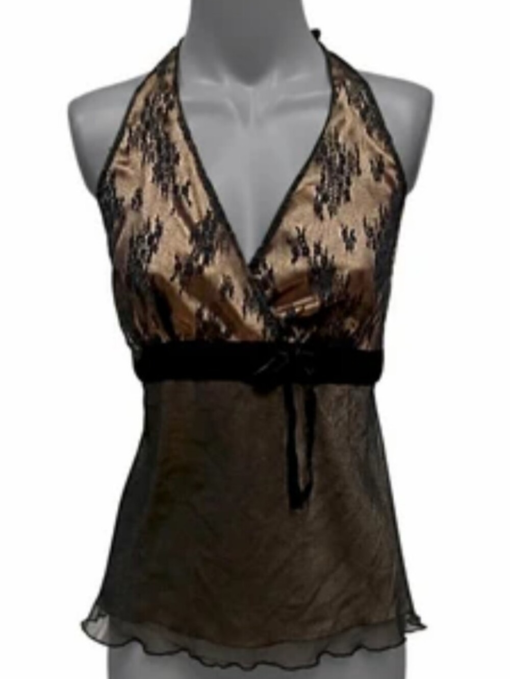 100% Silk with Lace Accent HalterTank Top - NWT -SIZE XL